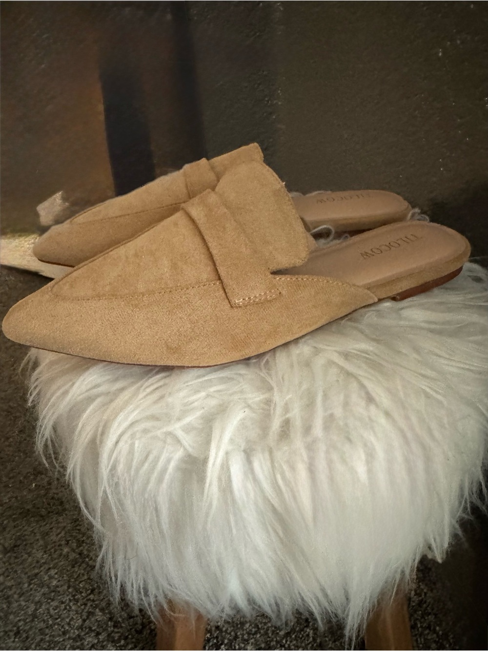 Women’s Slip-On Loafer Mules in Khaki Suede - Picture 5 of 9